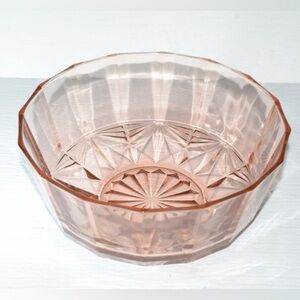 Vintage Elegant KiG Indonesia heavy Pink Glass Bowl
